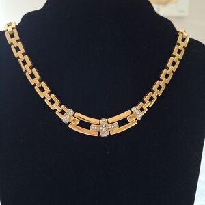 Nina Ricci Panther Link Necklace With Rhinestones